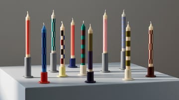 Pattern candle pinstripe - Off white-blue - HAY