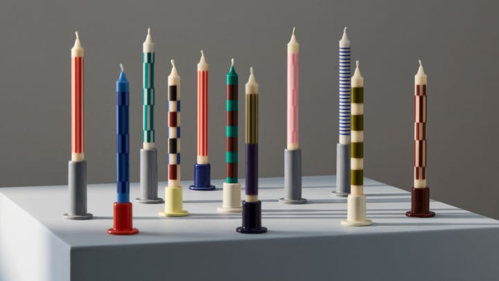 Pattern candle pinstripe, Off white-blue HAY