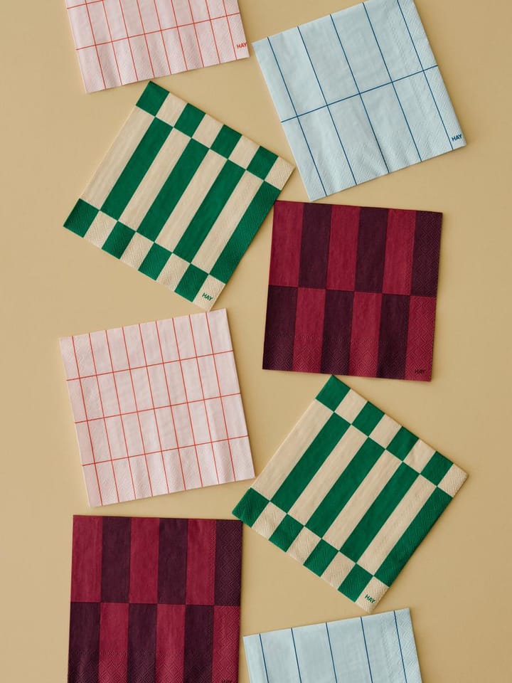 Pattern Dinner napkin 40x40 cm 20-pack, Light blue-blue grid HAY