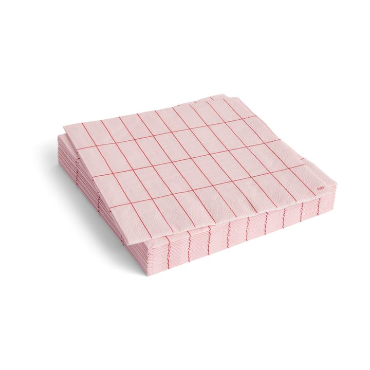 Pattern Dinner napkin 40x40 cm 20-pack - Light pink-red grid - HAY