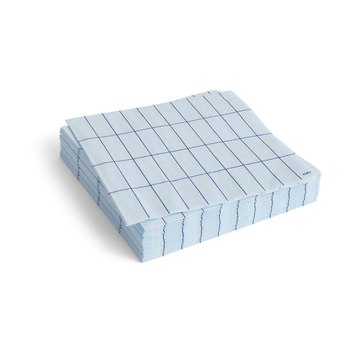Pattern Lunch napkin 33x33 cm 20-pack - Light blue-blue grid - HAY