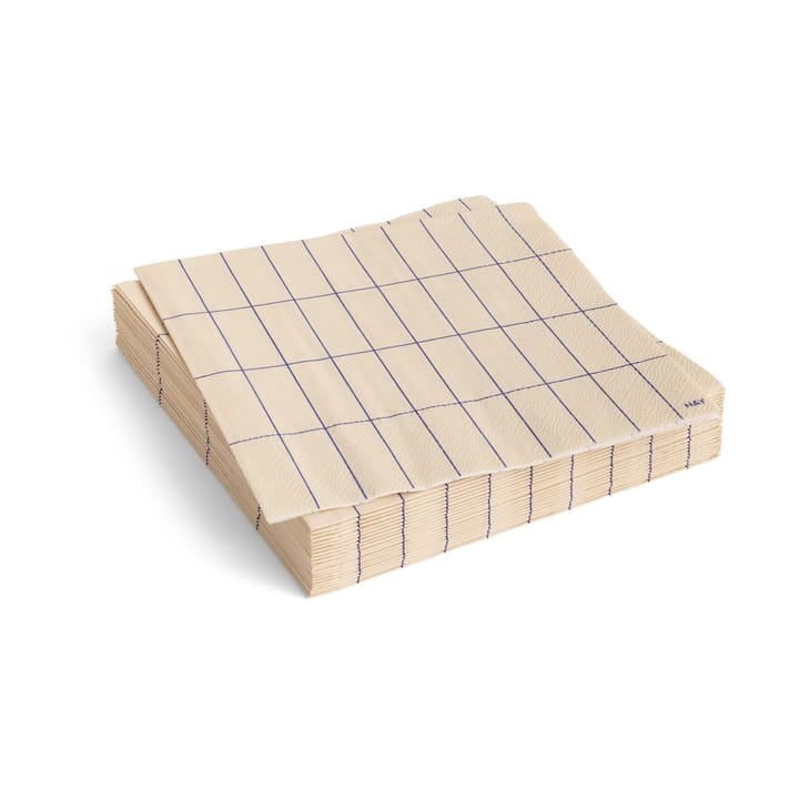 Pattern Lunch napkin 33x33 cm 20-pack - Off white-blue grid - HAY