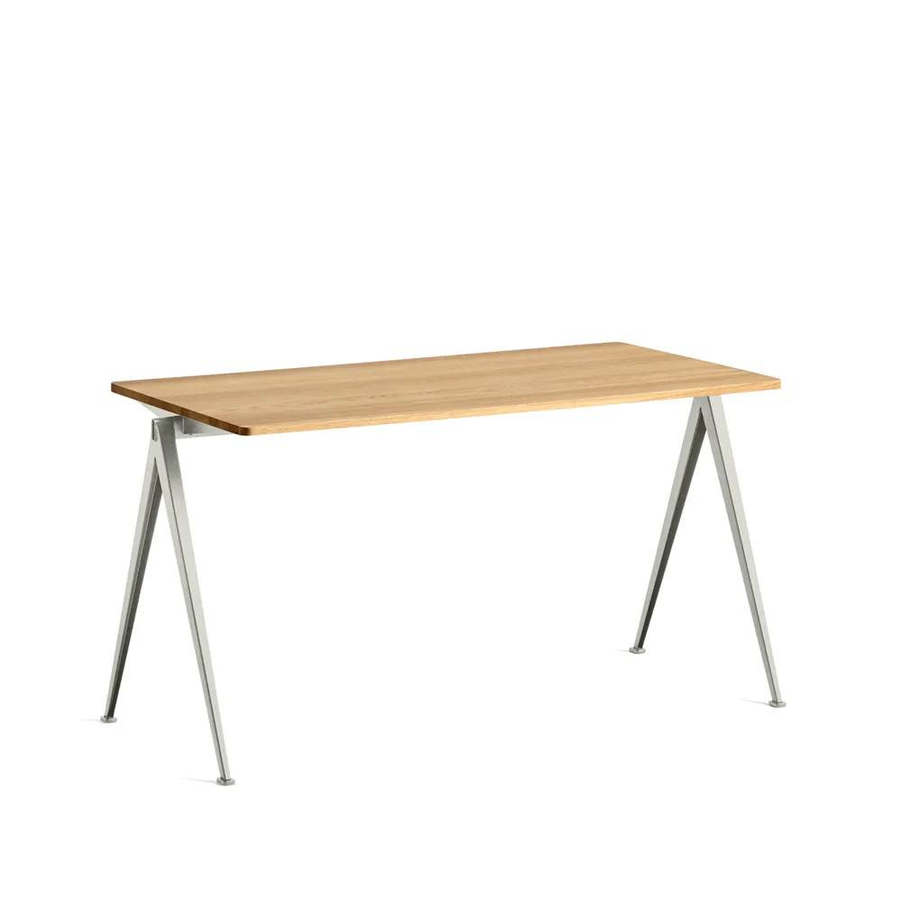 Pyramid 01 desk, Oak clear lacquered-140x65 cm-beige steel frame HAY