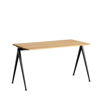 Pyramid 01 desk - Oak clear lacquered-140x65 cm-black steel frame - HAY
