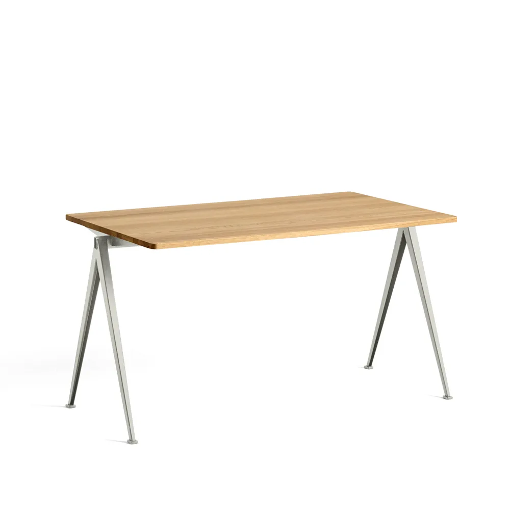 Pyramid 01 desk, Oak clear lacquered-140x75 cm-beige steel frame HAY