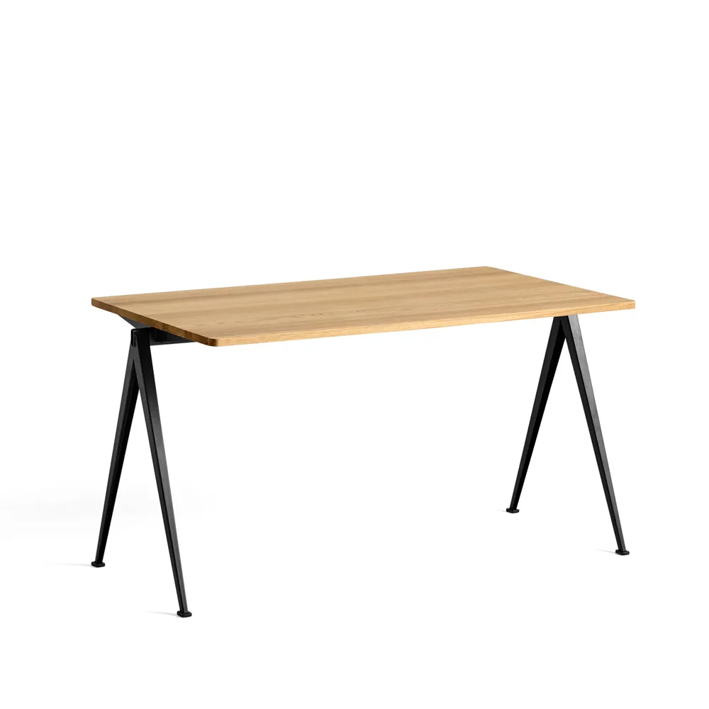 Pyramid 01 desk, Oak clear lacquered-140x75 cm-black steel frame HAY