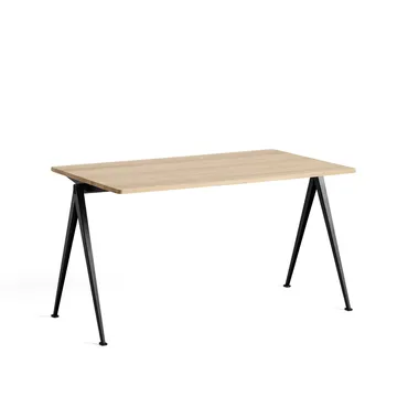 Pyramid 01 desk - Oak matte lacquered-140x75 cm-black steel frame - HAY
