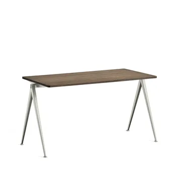 Pyramid 01 desk - Smoked oak-140x65 cm-beige steel frame - HAY