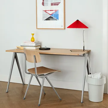 Pyramid 01 desk - smoked oak, 140x65 cm, black steel frame - HAY