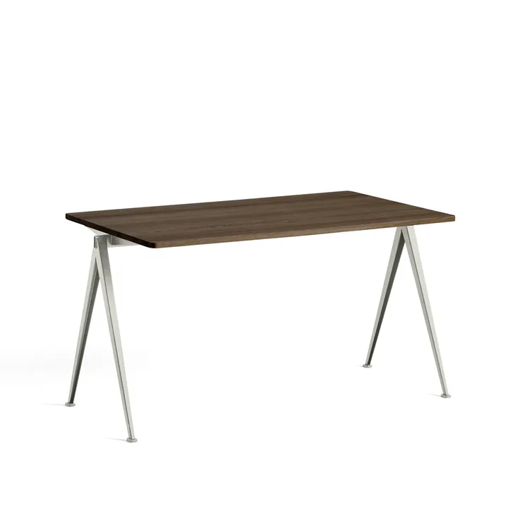Pyramid 01 desk - Smoked oak-140x75 cm-beige steel frame - HAY