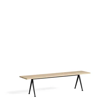 Pyramid bench - Oak matte lacquered-190 cm-black steel frame - HAY