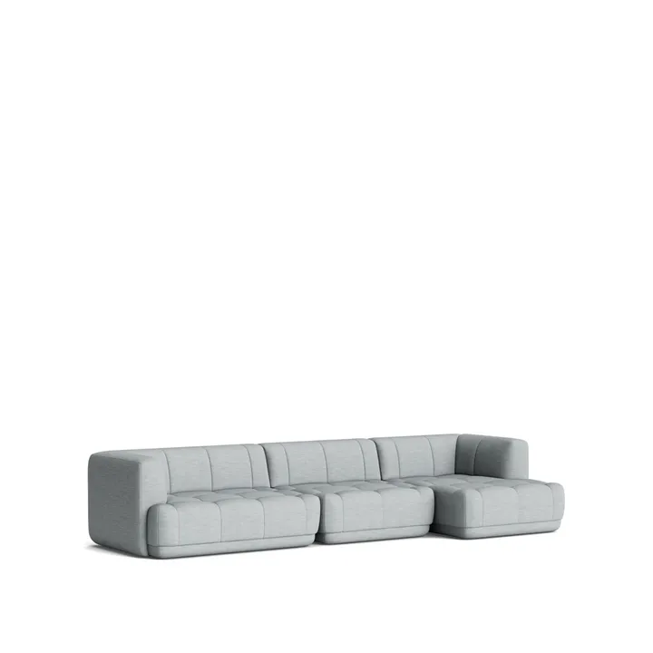 Quilton combination 17 modular sofa - Fabric Remix 123 grey, right-hand chaise - HAY