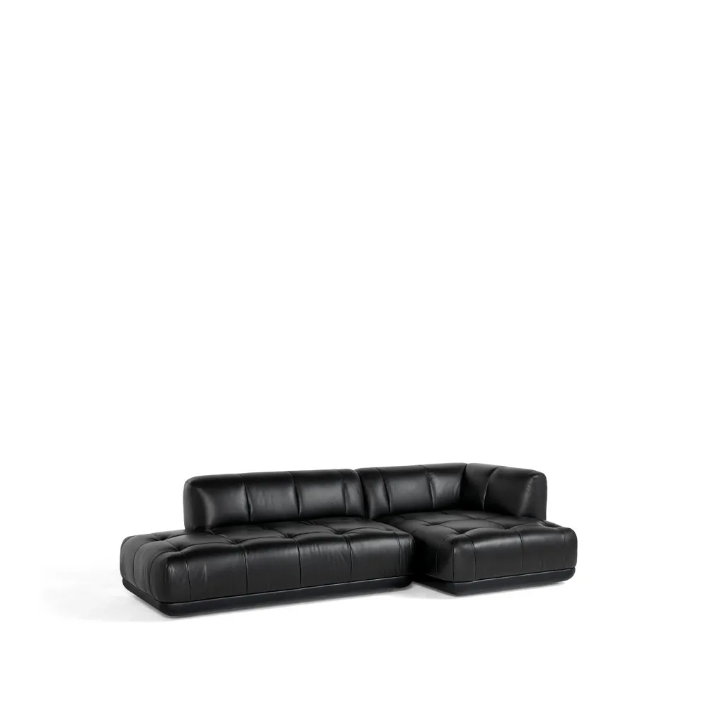 Quilton combination 21 modular sofa, right-hand chaise, Leather Sense black HAY