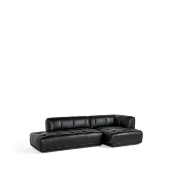 Quilton combination 21 modular sofa, right-hand chaise - Leather Sense black - HAY