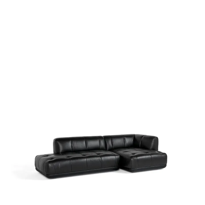 Quilton combination 21 modular sofa, right-hand chaise - Leather Sense black - HAY