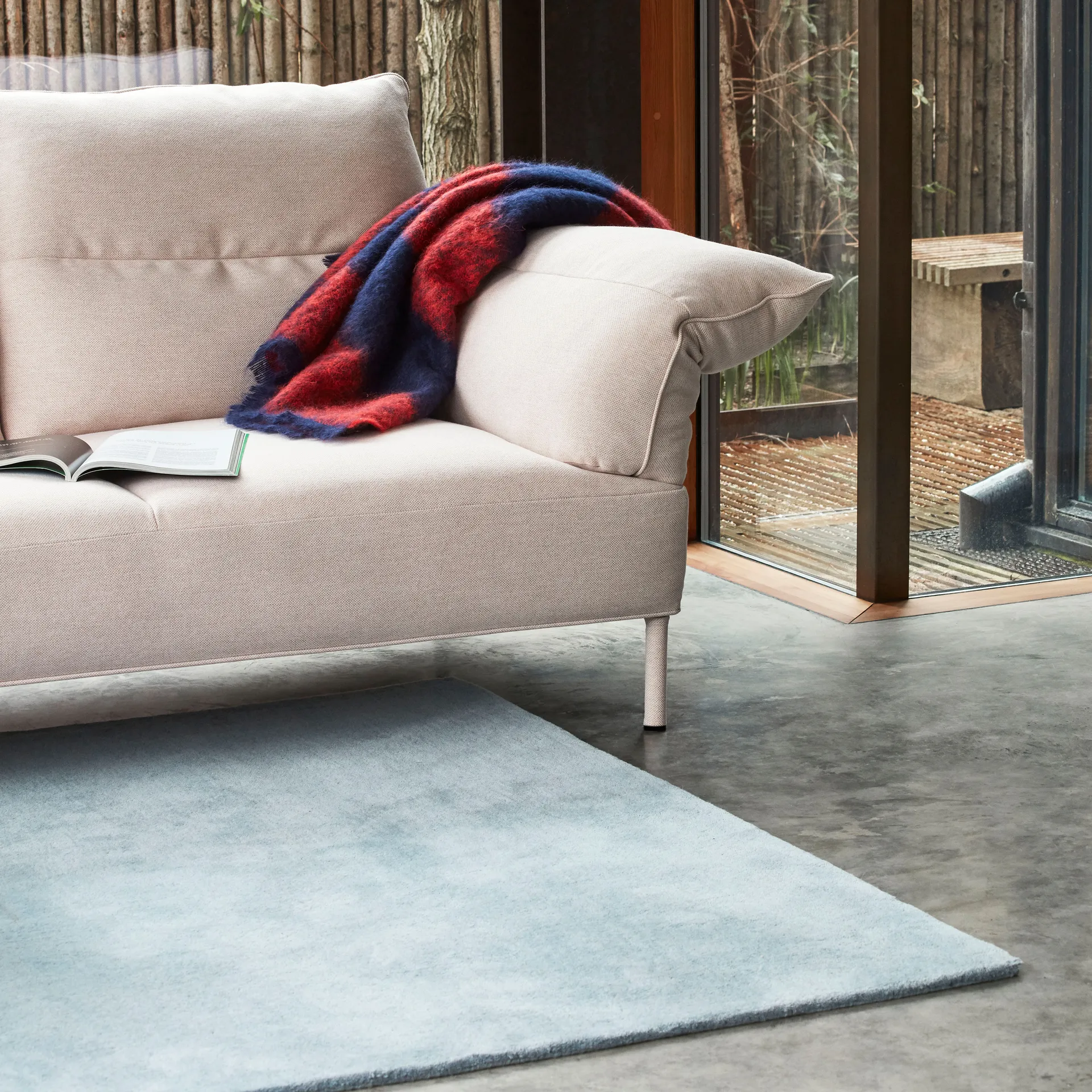 Raw wool rug No 2 170x240 cm, Light-blue HAY