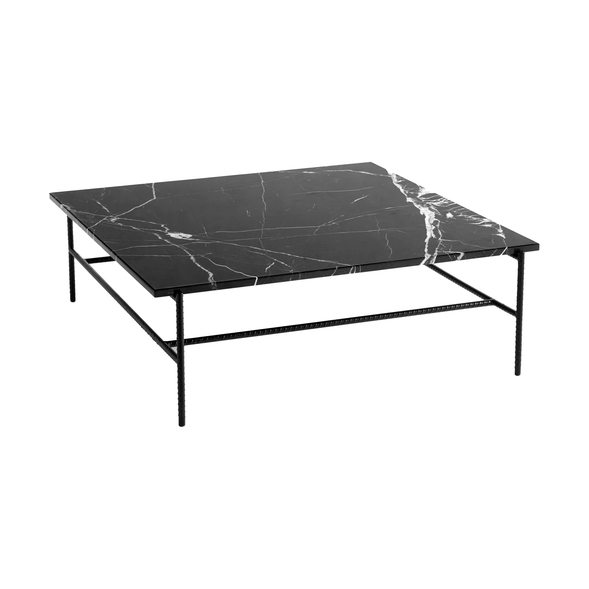 Rebar coffee table 100x104x33 cm, Black marble-black frame HAY
