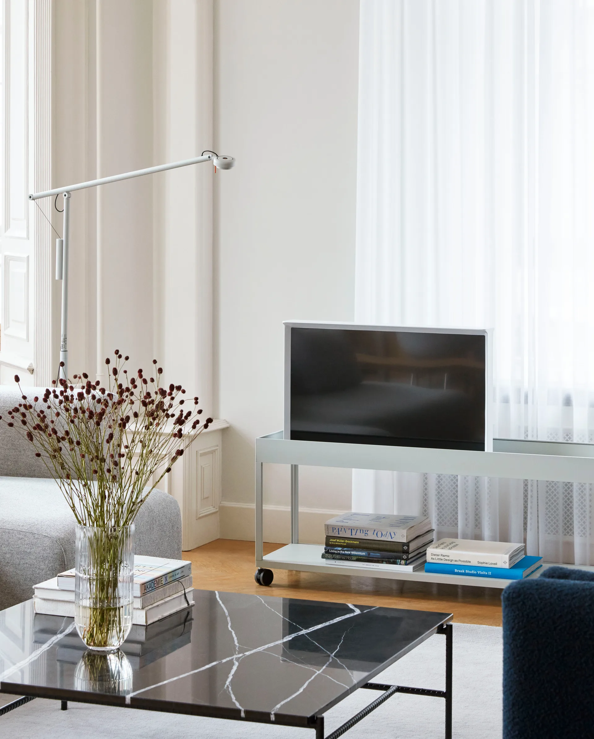 Rebar coffee table 100x104x33 cm, Black marble-black frame HAY