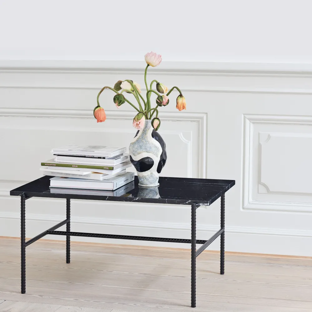 Rebar coffee table 100x104x33 cm, Black marble-black frame HAY