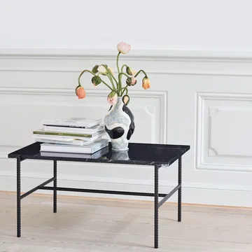 Rebar coffee table 100x104x33 cm - Black marble-black frame - HAY