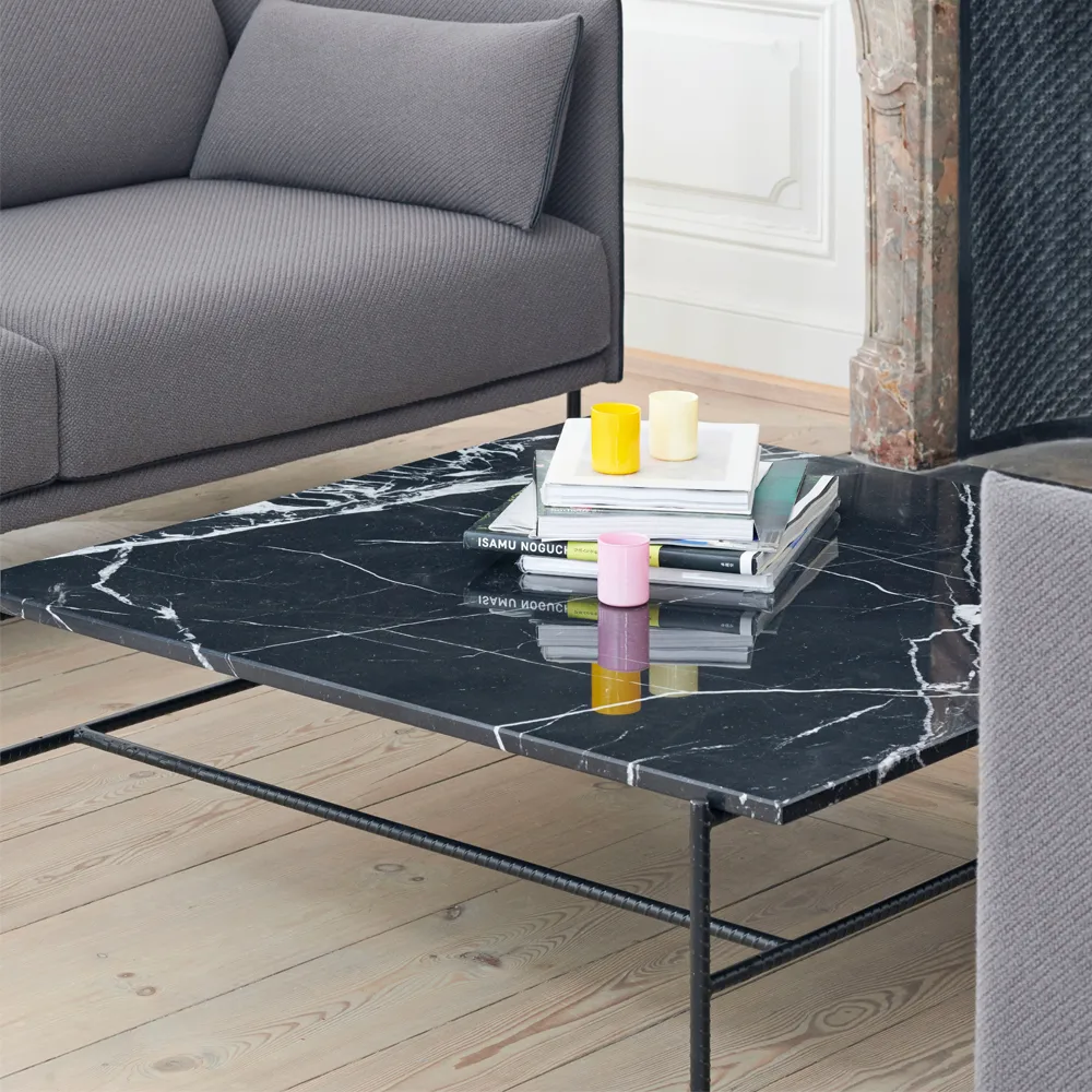 Rebar coffee table 100x104x33 cm, Black marble-black frame HAY