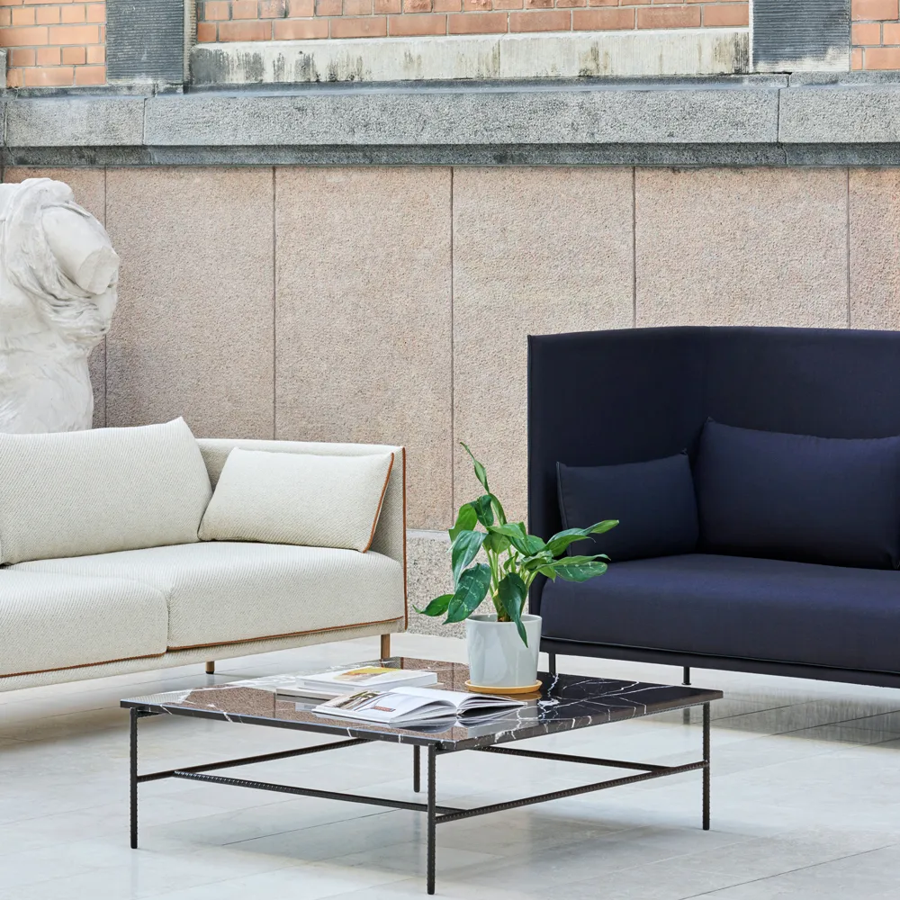 Rebar coffee table 100x104x33 cm, Black marble-black frame HAY