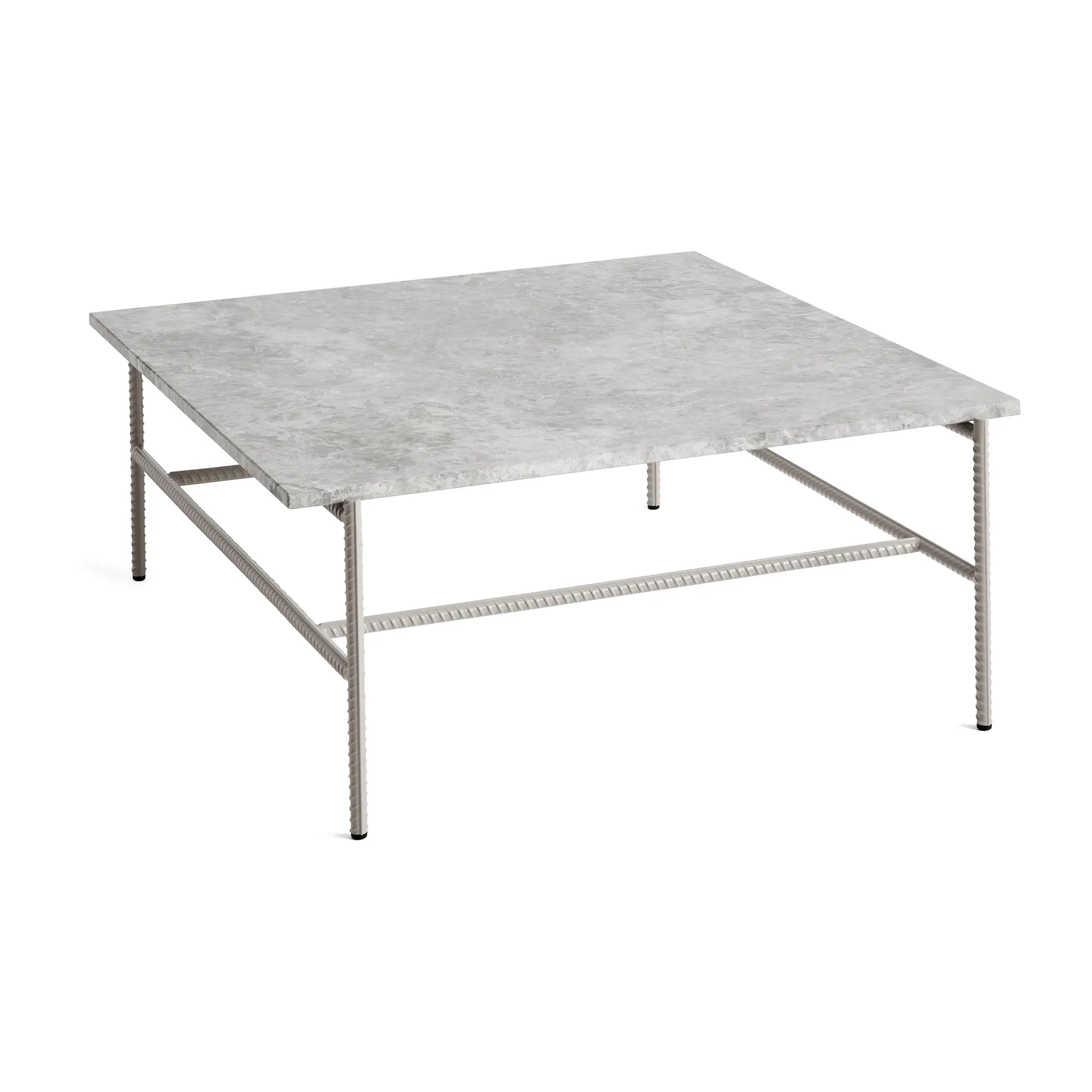 Rebar coffee table 80x84x33 cm, Grey marble-fossil HAY