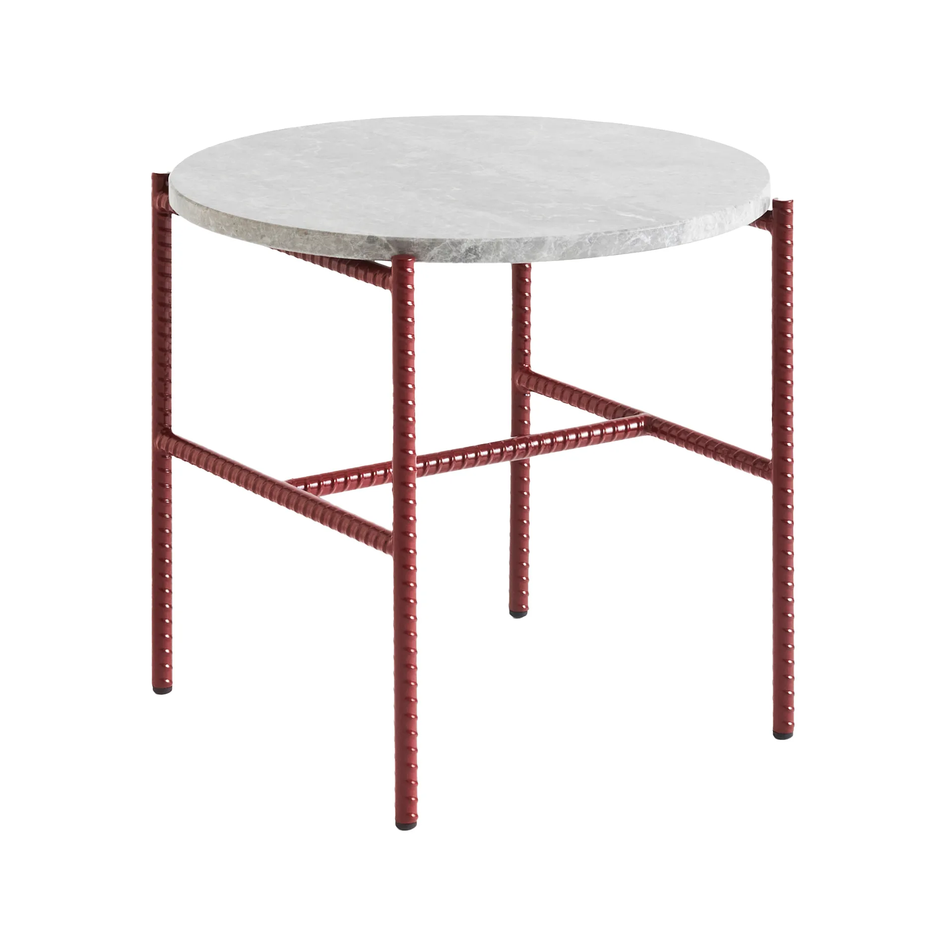 Rebar side table Ø45 cm, Grey marble-barn red HAY