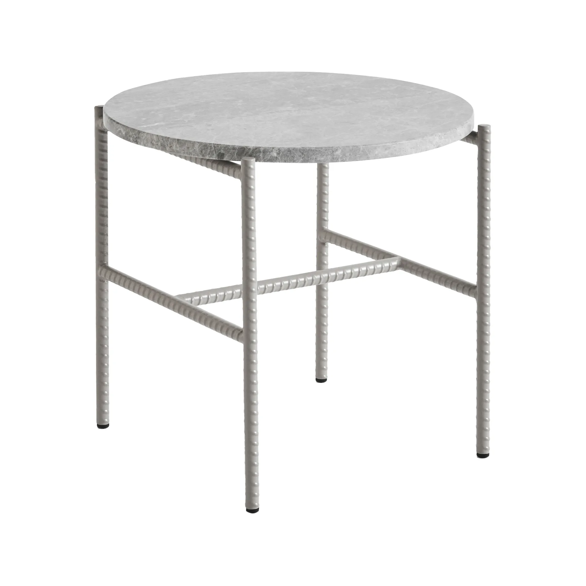 Rebar side table Ø45 cm, Grey marble-fossil HAY