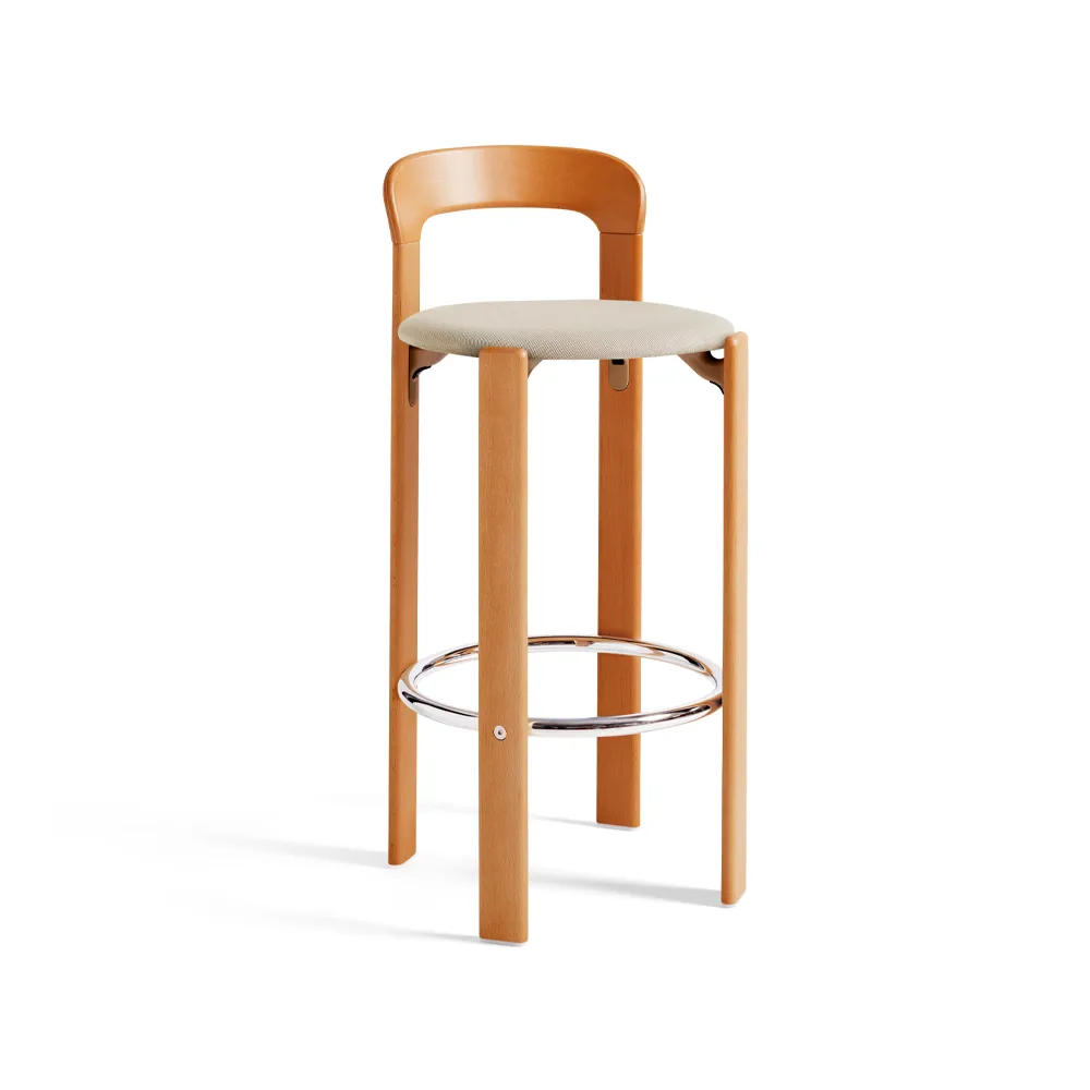 Rey bar stool upholstered 75 cm, Fabric Steelcut Trio 213 golden HAY