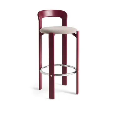 Rey bar stool upholstered 75 cm - Steelcut Trio 416-grape red - HAY