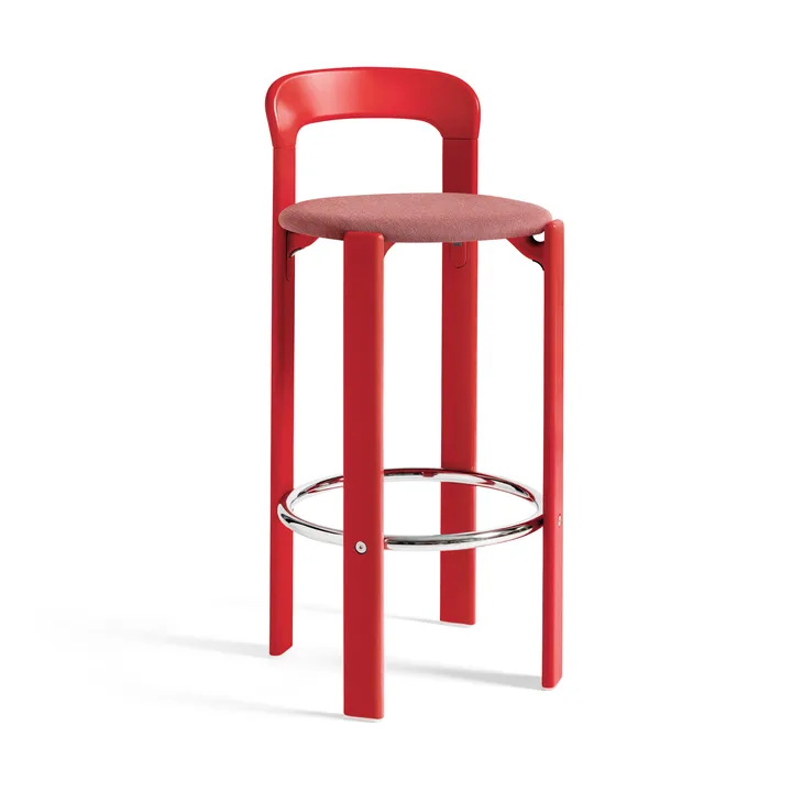 Rey bar stool upholstered 75 cm - Steelcut trio 636 scarlet red - HAY