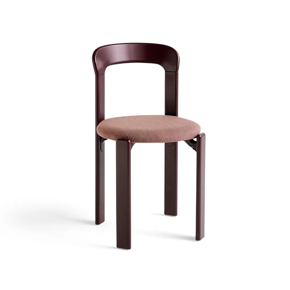 Rey chair upholstered seat, Steelcut trio 416 grape red HAY