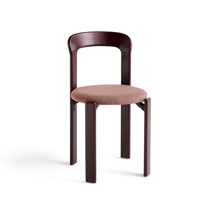 Rey chair upholstered seat - Steelcut trio 416 grape red - HAY