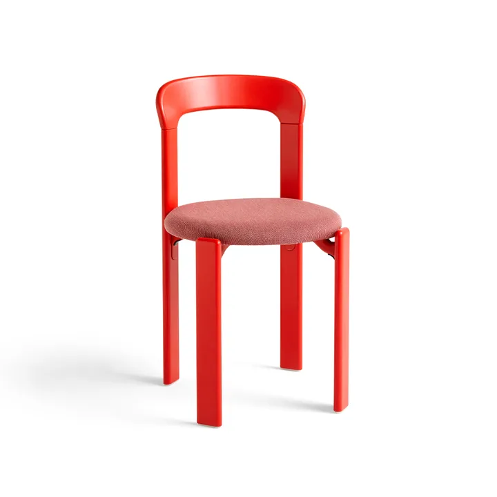 Rey chair upholstered seat - Steelcut trio 636 scarlet red - HAY
