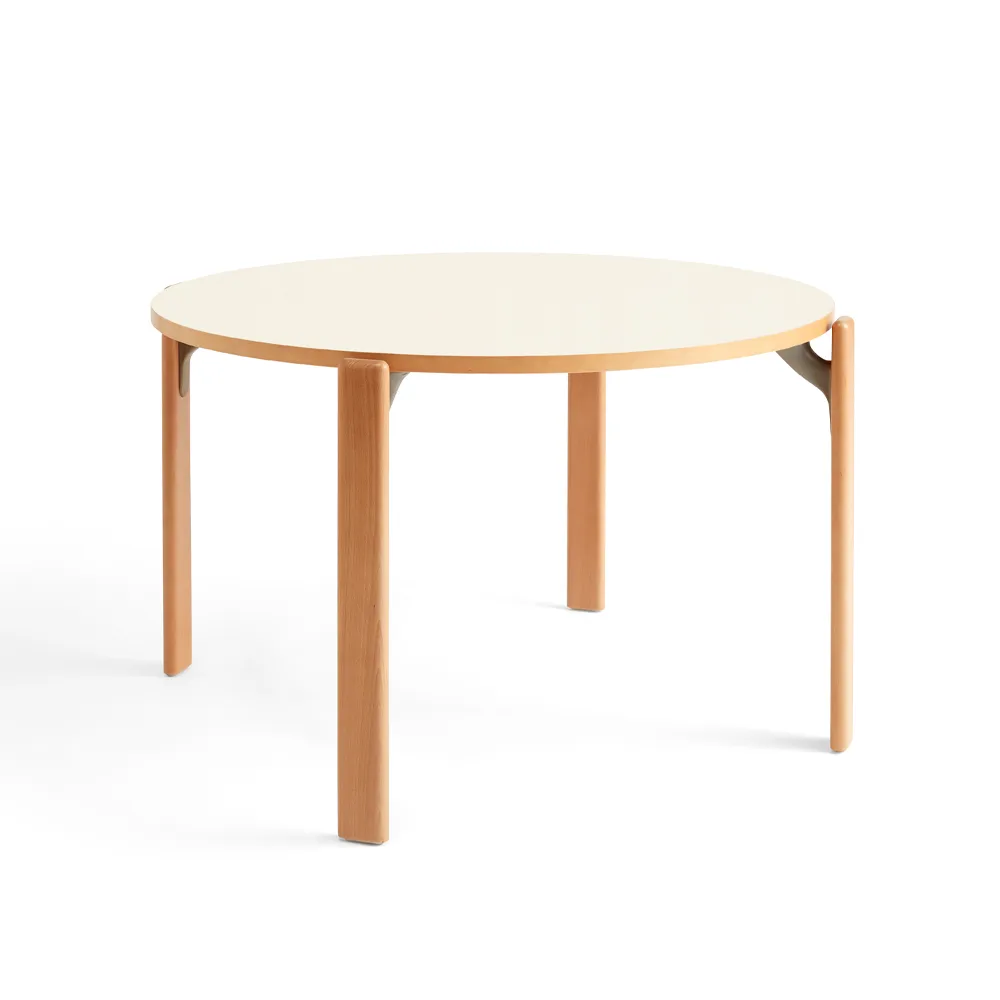 Rey dining table Ø128 cm, Golden-Ivory white HAY