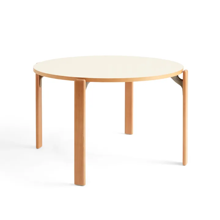 Rey dining table Ø128 cm - Golden-Ivory white - HAY