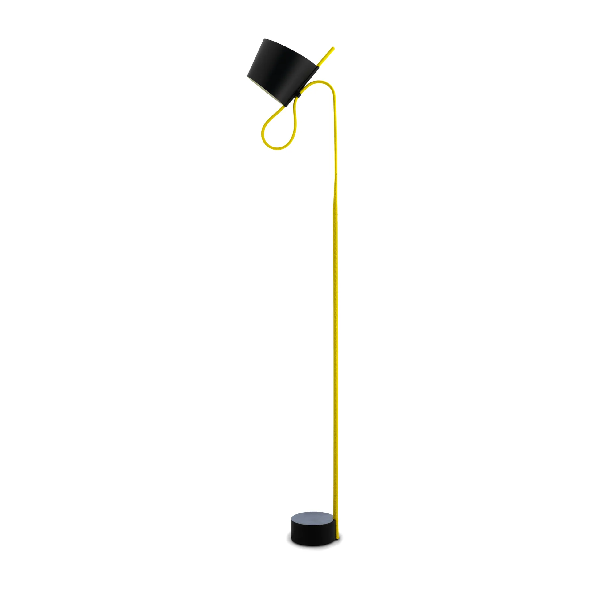 Rope Trick floor lamp, Black-yellow HAY