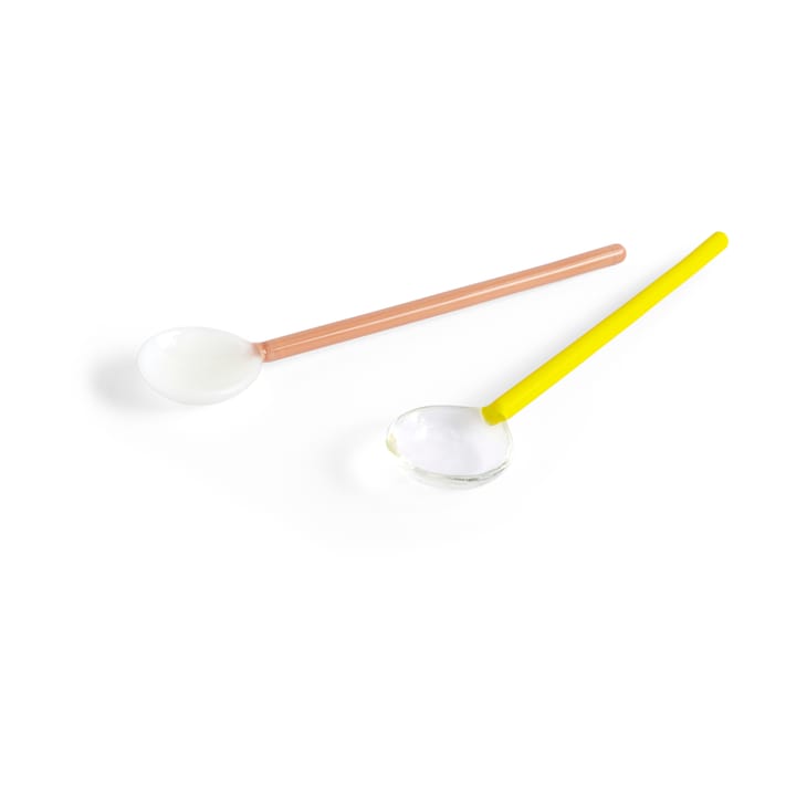 Round glass spoon 2-pack - Bright yellow-brown - HAY