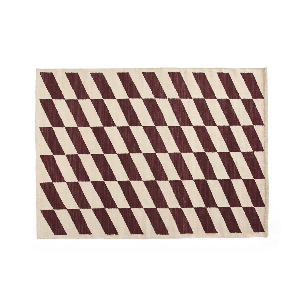 HAY Shift Kelim carpet 140x200 cm Burgundy | Scandinavian Design | Fringe & Deep pile rugs | Red
