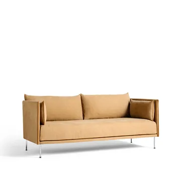 Silhouette 2-seater sofa - Linara 142 cognac-chrome legs - HAY