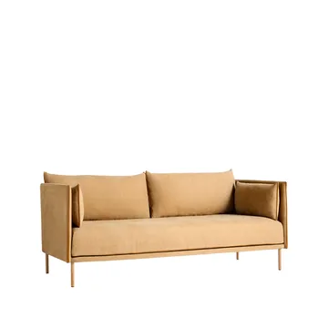 Silhouette 2-seater sofa - Linara 142-cognac leather piping-oiled oak - HAY