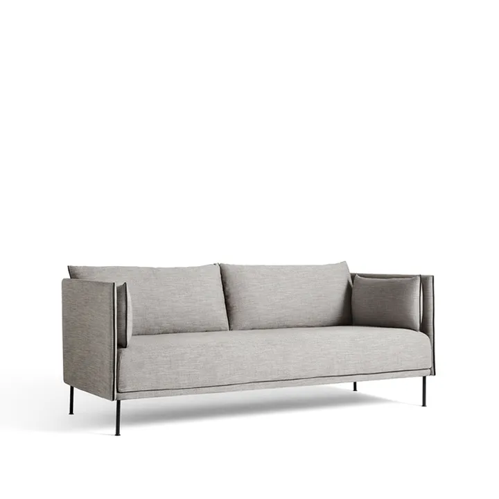 Silhouette 2-seater sofa - Ruskin 33-black metal legs - HAY