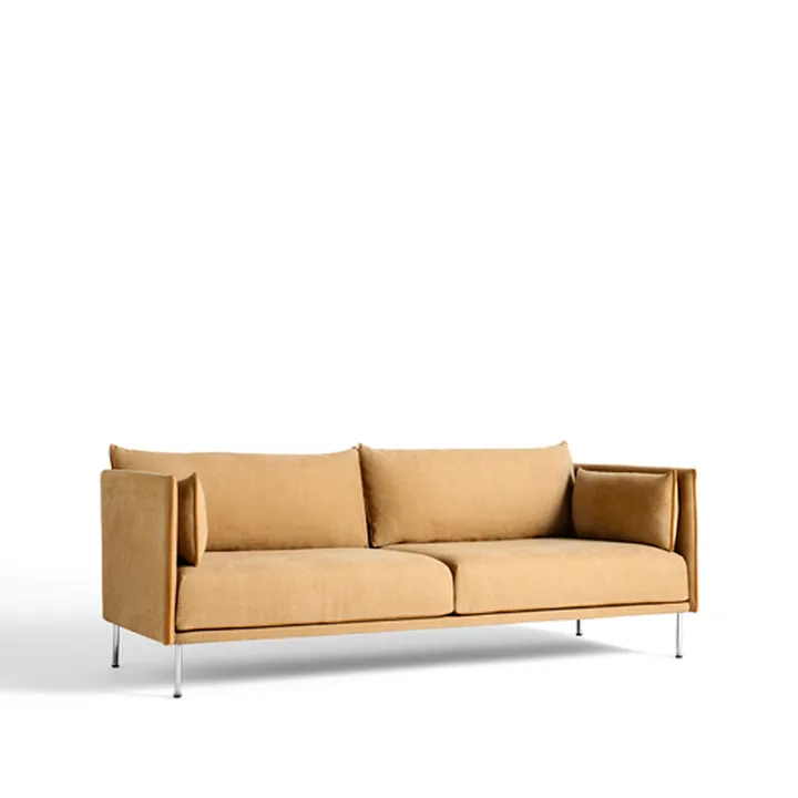 Silhouette 3-seater sofa - Linara 142 cognac-chrome legs - HAY