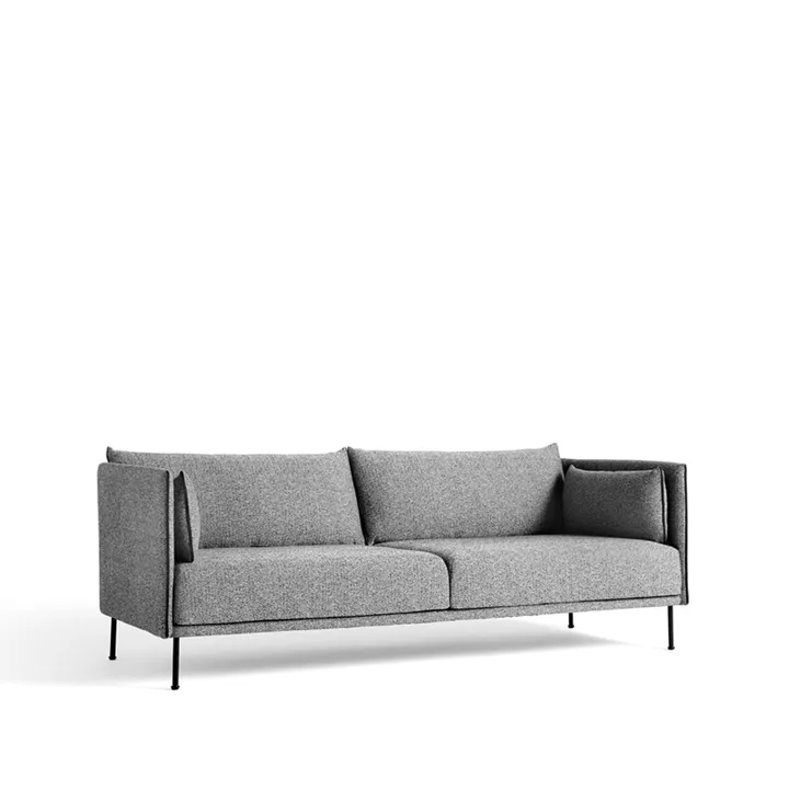 Silhouette 3-seater sofa - Olavi 03 grey-black metal legs - HAY