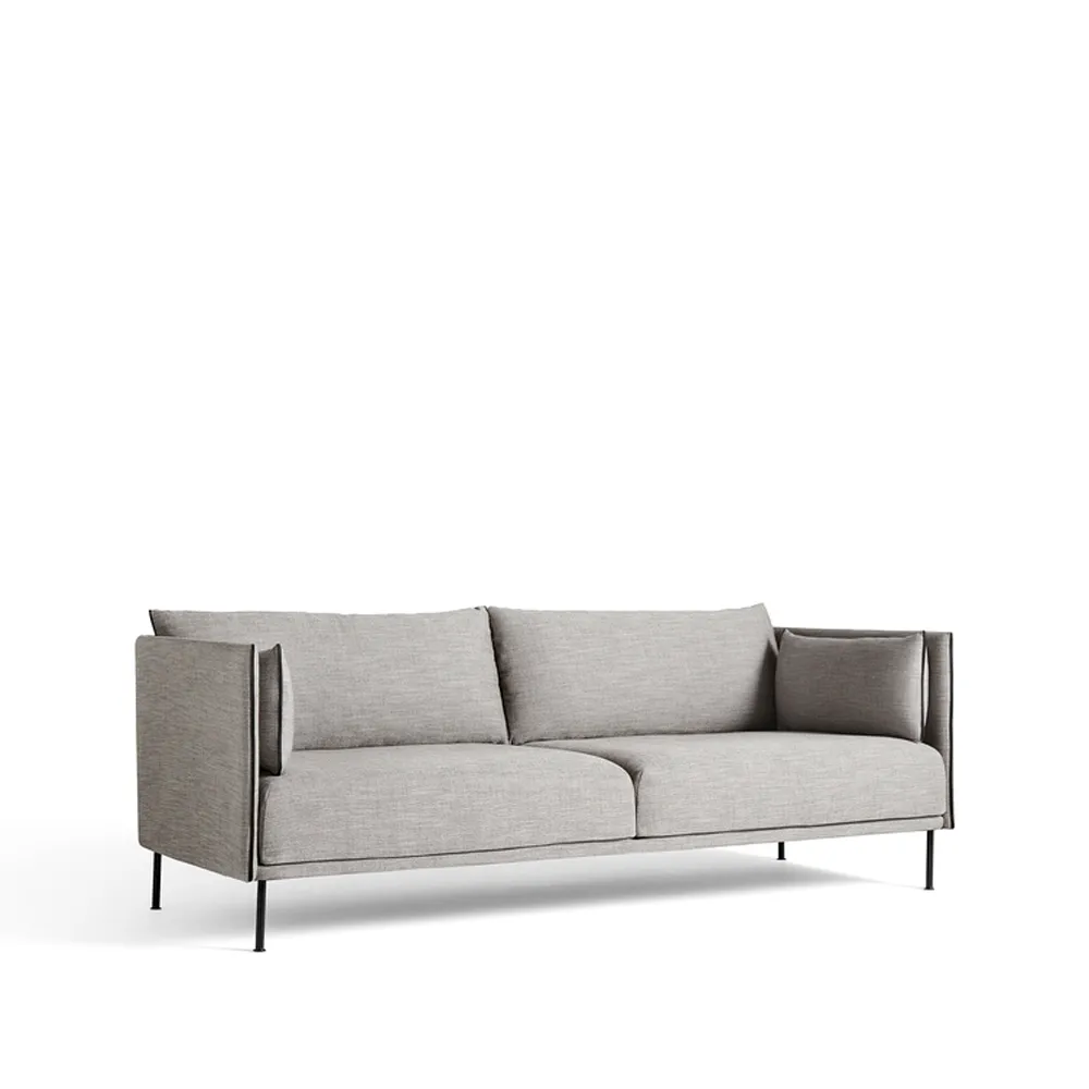 Silhouette 3-seater sofa, Ruskin 33-black metal legs HAY