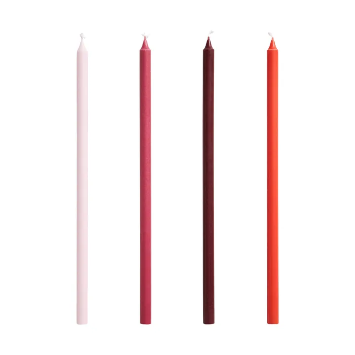 Slim candles 4-pack - Pink-red - HAY