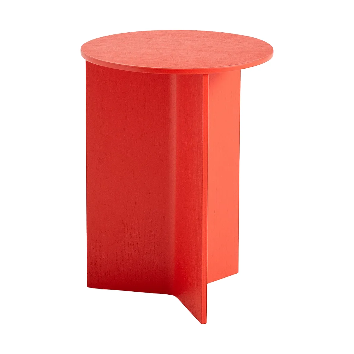 Slit high side table Ø35 cm, Candy red lacquered oak HAY