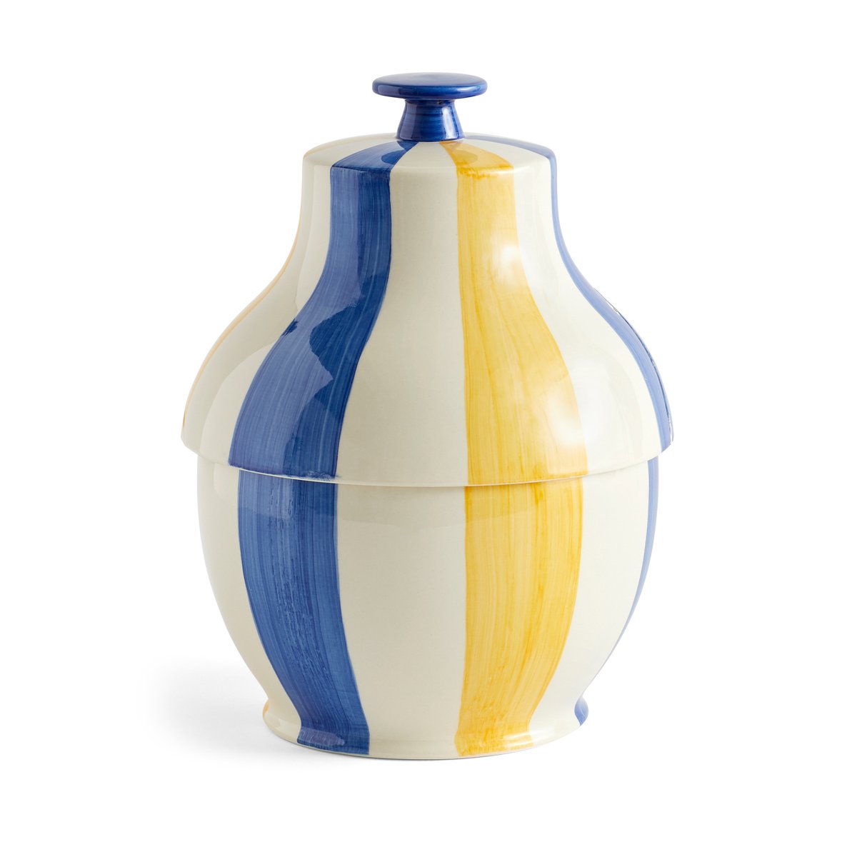 HAY Sobremesa stripe cake tin o19 cm Blue-yellow | Scandinavian Design | Storage jars | Blue