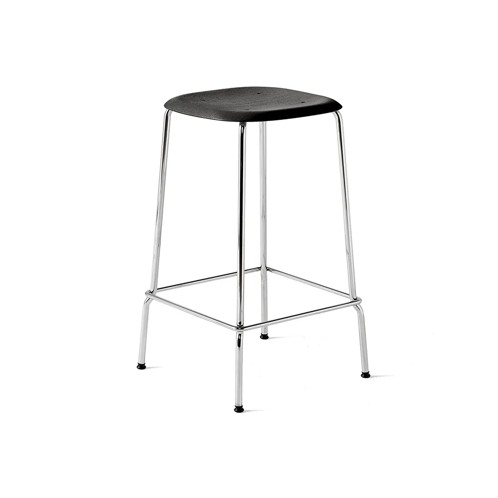 Soft Edge 30 Low bar stool, Black oak-chrome frame HAY